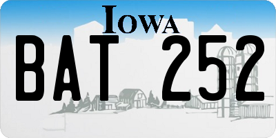 IA license plate BAT252