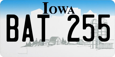IA license plate BAT255