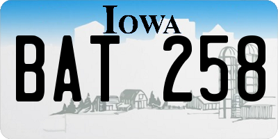 IA license plate BAT258