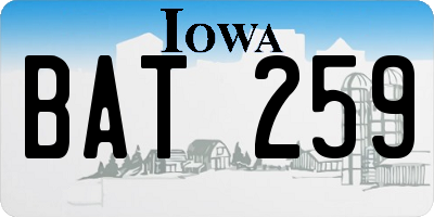 IA license plate BAT259
