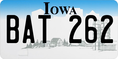 IA license plate BAT262