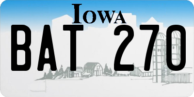 IA license plate BAT270