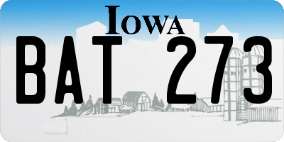IA license plate BAT273