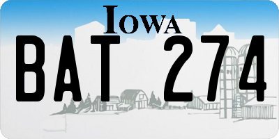 IA license plate BAT274