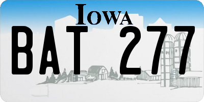 IA license plate BAT277