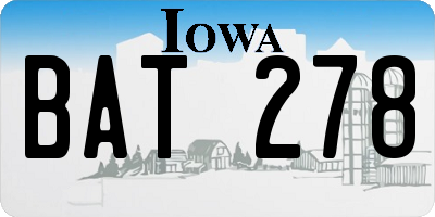 IA license plate BAT278