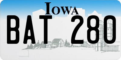 IA license plate BAT280