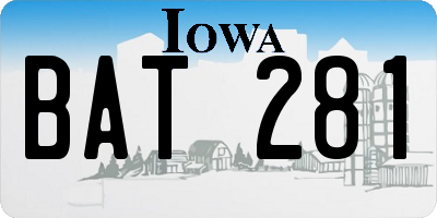 IA license plate BAT281