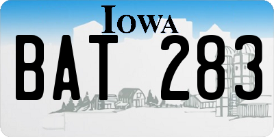 IA license plate BAT283