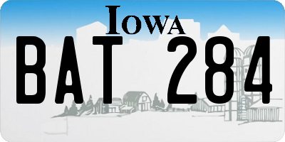 IA license plate BAT284