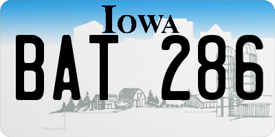 IA license plate BAT286