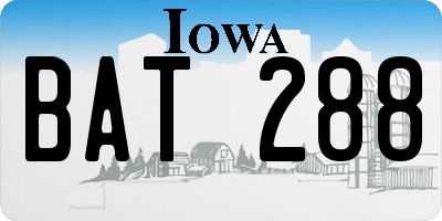 IA license plate BAT288