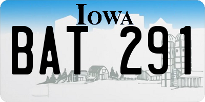 IA license plate BAT291
