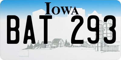 IA license plate BAT293