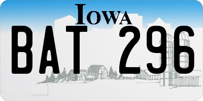 IA license plate BAT296