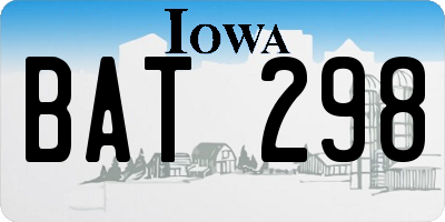 IA license plate BAT298