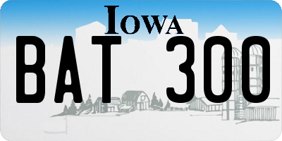 IA license plate BAT300