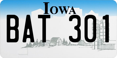 IA license plate BAT301
