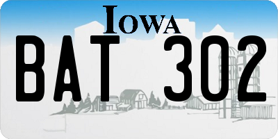 IA license plate BAT302