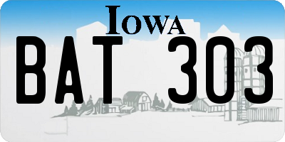 IA license plate BAT303