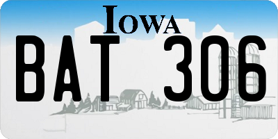 IA license plate BAT306