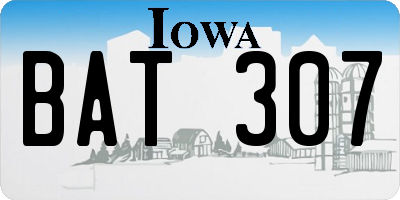 IA license plate BAT307