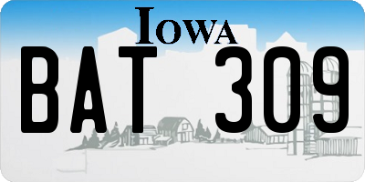 IA license plate BAT309