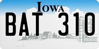 IA license plate BAT310