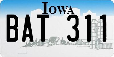 IA license plate BAT311