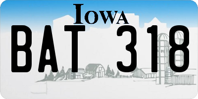 IA license plate BAT318