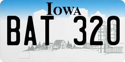 IA license plate BAT320