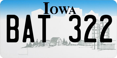 IA license plate BAT322
