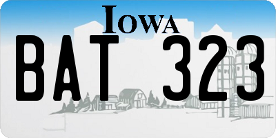 IA license plate BAT323