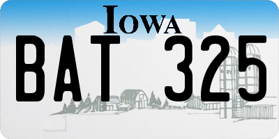 IA license plate BAT325