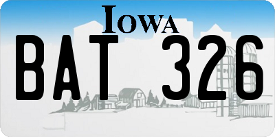 IA license plate BAT326