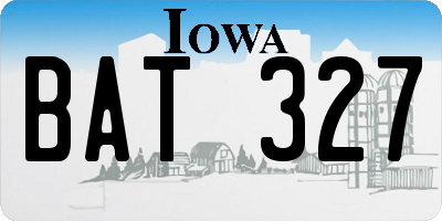 IA license plate BAT327