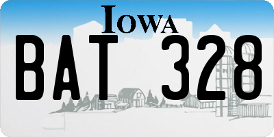 IA license plate BAT328
