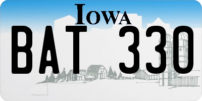IA license plate BAT330