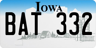 IA license plate BAT332