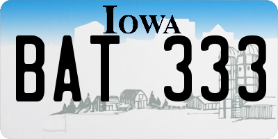 IA license plate BAT333