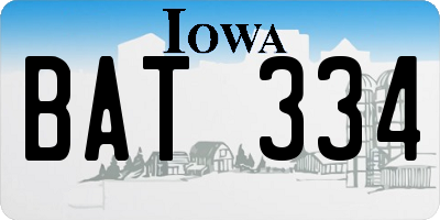 IA license plate BAT334