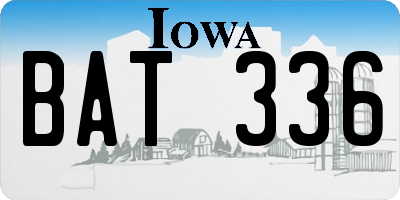 IA license plate BAT336