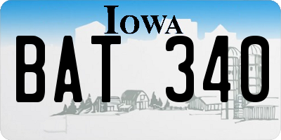IA license plate BAT340