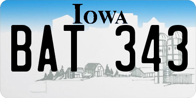 IA license plate BAT343
