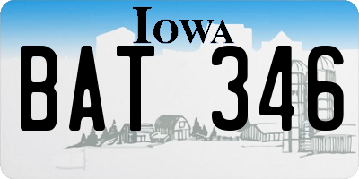 IA license plate BAT346