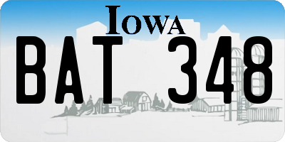 IA license plate BAT348