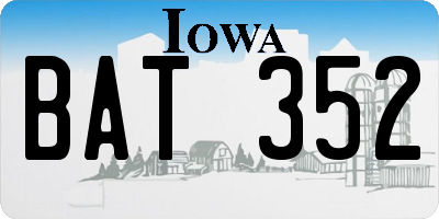 IA license plate BAT352