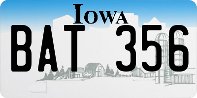 IA license plate BAT356