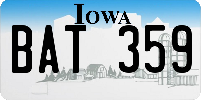 IA license plate BAT359