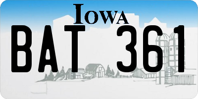 IA license plate BAT361